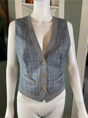 Vintage Alexander McQueen 2005 Plaid Waistcoat Women's Vest Top Blouse Menswear